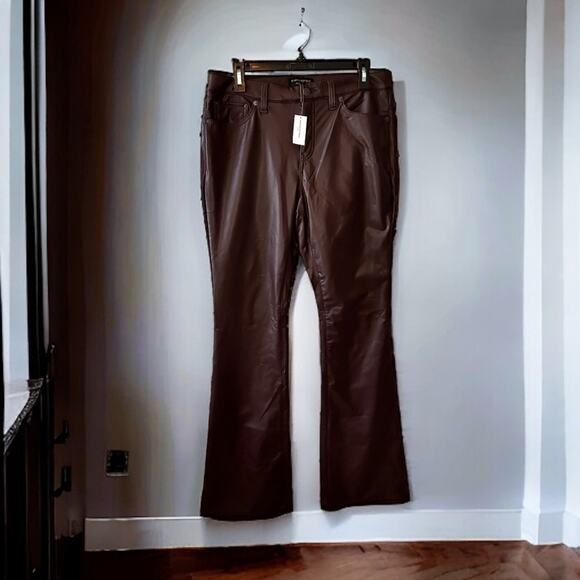 Banana Republic womens 10 boot cut brown vegan leather pants new - Picture 1 of 4
